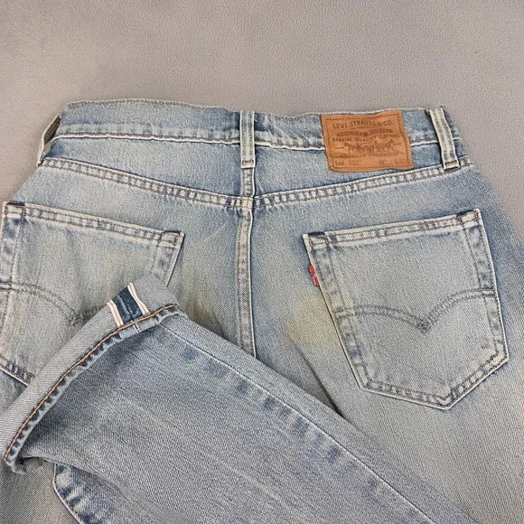 Levi's 502 Mens Jeans 28x32 Blue Light Wash Denim Regular Taper Red Tab Zip Fly